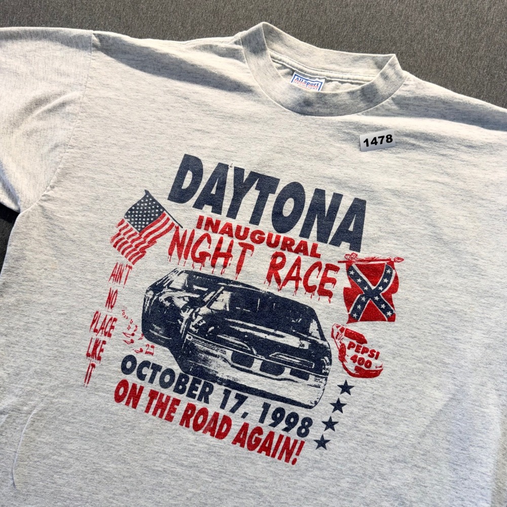 Vintage 1998 Daytona Inaugural Night Race T-Shirt All Sport Gray XXL USA Made